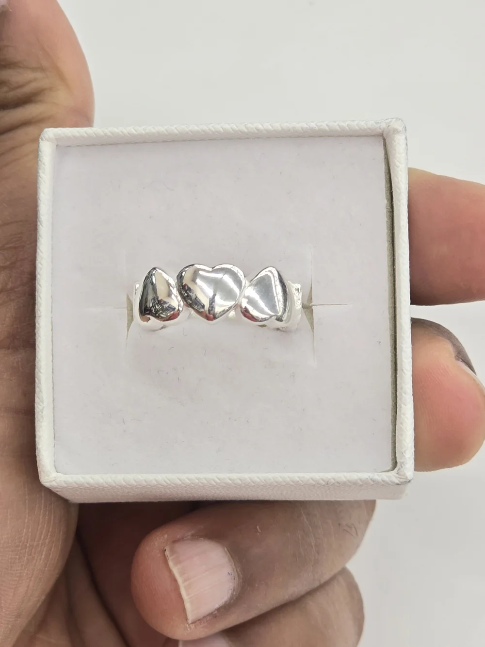 Silver Heart Trio Ring - Women Jewelry